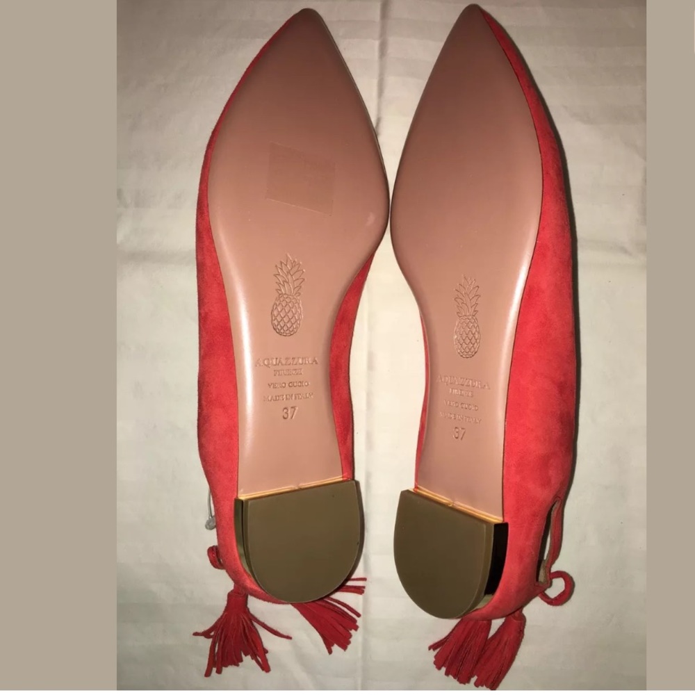 Aquazzura Forever Marilyn Tassel Bow Suede Flats - Picture 5 of 8